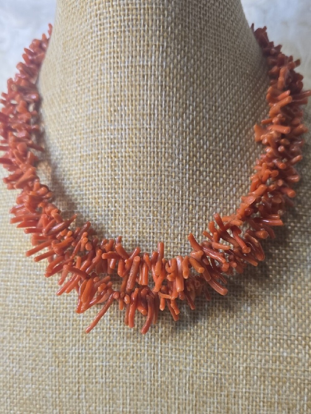 Coral Branch Double Strand - Red Coral Necklace, Vtg